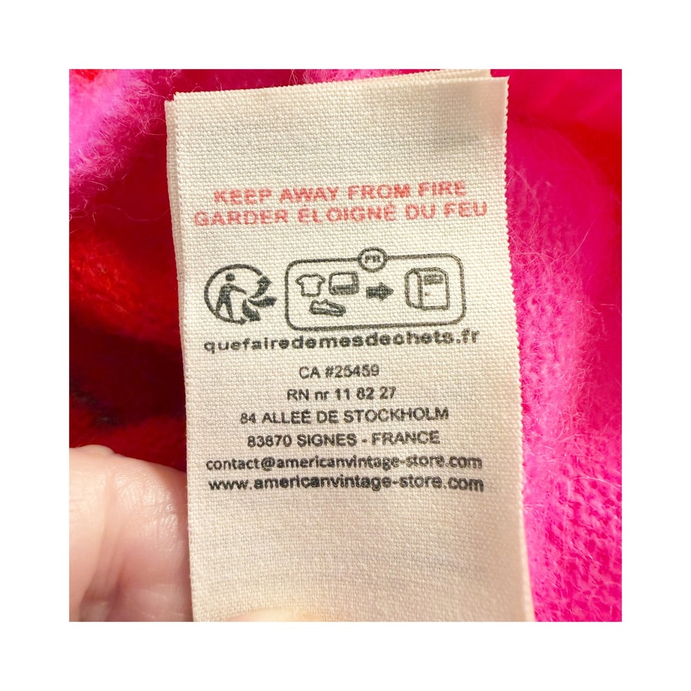 American Vintage Alpaca Blend Vitow Argyle Sweater Vest Pink Medium - Picture 9 of 10